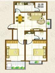 京泰盘龙湾2室2厅1卫户型图
