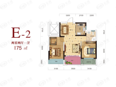 新湖巴山春晓2室2厅1卫户型图