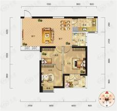 华星融城3期3室2厅1卫户型图