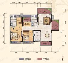 越秀天悦星院2室2厅2卫户型图