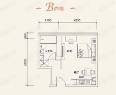 广州绿地中央广场1室1厅1卫户型图