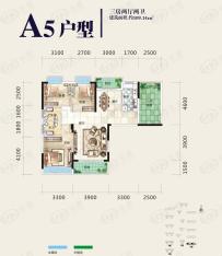 庞源御蓝湾3室2厅2卫户型图