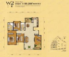 富海澜湾半岛央墅W2户型 二层 四室两厅两卫户型图