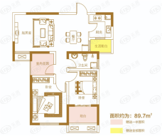 观澜郡两室两厅一卫户型户型图