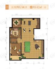 融创天朗南长安街壹号5室4厅2卫户型图