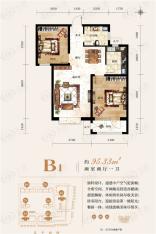 翰澜苑2室2厅1卫户型图