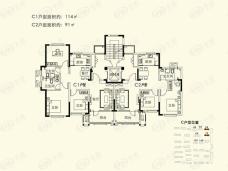 翡翠康城3室2厅2卫户型图