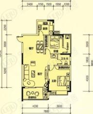 宝庆府邸·观园2室2厅1卫户型图