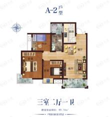 糖果时光3室2厅1卫户型图