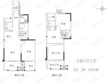 禹洲金辉里3室2厅2卫户型图