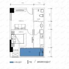 中交湘滨MALL1室1厅1卫户型图