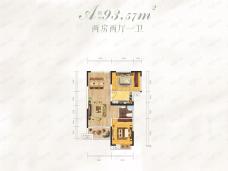 汉北水晶城2室2厅1卫户型图