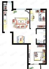 水岸荣华2室2厅1卫户型图