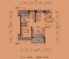 华发悦府2室2厅1卫户型图