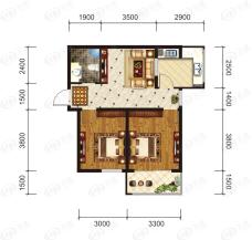 东润国际新城2室2厅1卫户型图