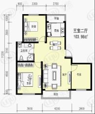 绿地·山水城3室2厅1卫户型图