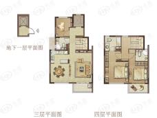 新城璞樾门第3室2厅2卫户型图