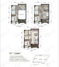 建发珑璟湾3房2厅3卫，116平（复式）户型图