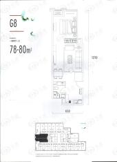 沈阳城开中心1室2厅1卫户型图