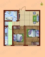 东方俪城2室1厅1卫户型图