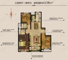 绿地峰云汇·武宜珑庭3室2厅2卫户型图