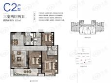 龙湖春江郦城3室2厅2卫户型图