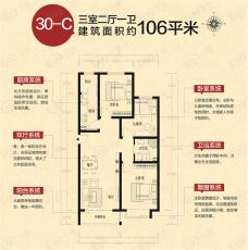 天朗美域3室2厅1卫户型图