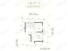 新锐中心1室1厅1卫户型图