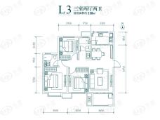 绿地智慧金融城3室2厅2卫户型图