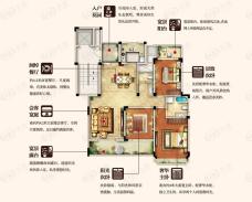 天河理想城3室2厅2卫户型图