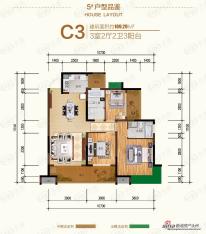 舜德湘江5#C3户型户型图