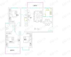 龙湖润泽花园3室2厅1卫户型图