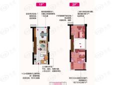 碧桂园克拉广场2室1厅2卫户型图