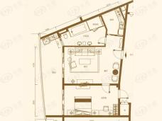 保利海陵岛1室1厅1卫户型图
