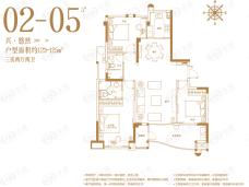 三盛国际公园剑桥公馆3室2厅2卫户型图