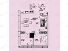 中电迪富大厦2室2厅1卫户型图