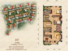 上邦国际社区D3 负一层平面图 别墅套内面积约334.01平米户型图