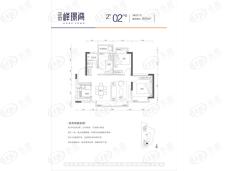 正中峰璟湾3室2厅1卫户型图