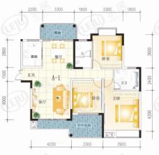 学府华庭3室2厅2卫户型图