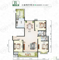 馨悦茗园3室2厅2卫户型图