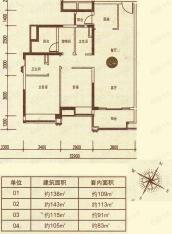 保利中环广场3室2厅2卫户型图