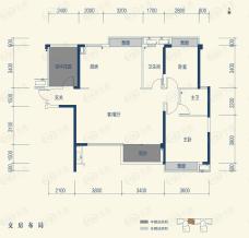 弘坤花样汇3室2厅2卫户型图