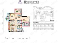 凯蓝滨江名门3室2厅2卫户型图