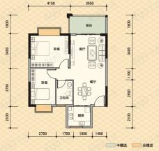 蓝海尚城2室2厅1卫户型图