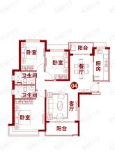 恒大绿洲3室2厅2卫户型图