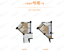 信通悦江公馆2室2卫户型图