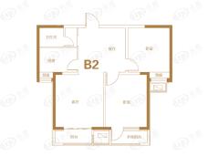 恒大学庭305楼B2户型87平 2室2厅1卫户型图