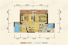 百庆尚西国际2室2厅1卫户型图