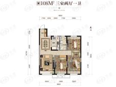 中海龙玺3室2厅1卫户型图