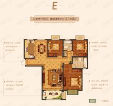 恒泰山水文园3室2厅2卫户型图